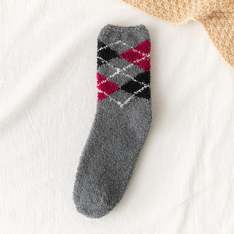 Plush Winter In Tube Socks Half Of Cashmere Diamond Casual Men